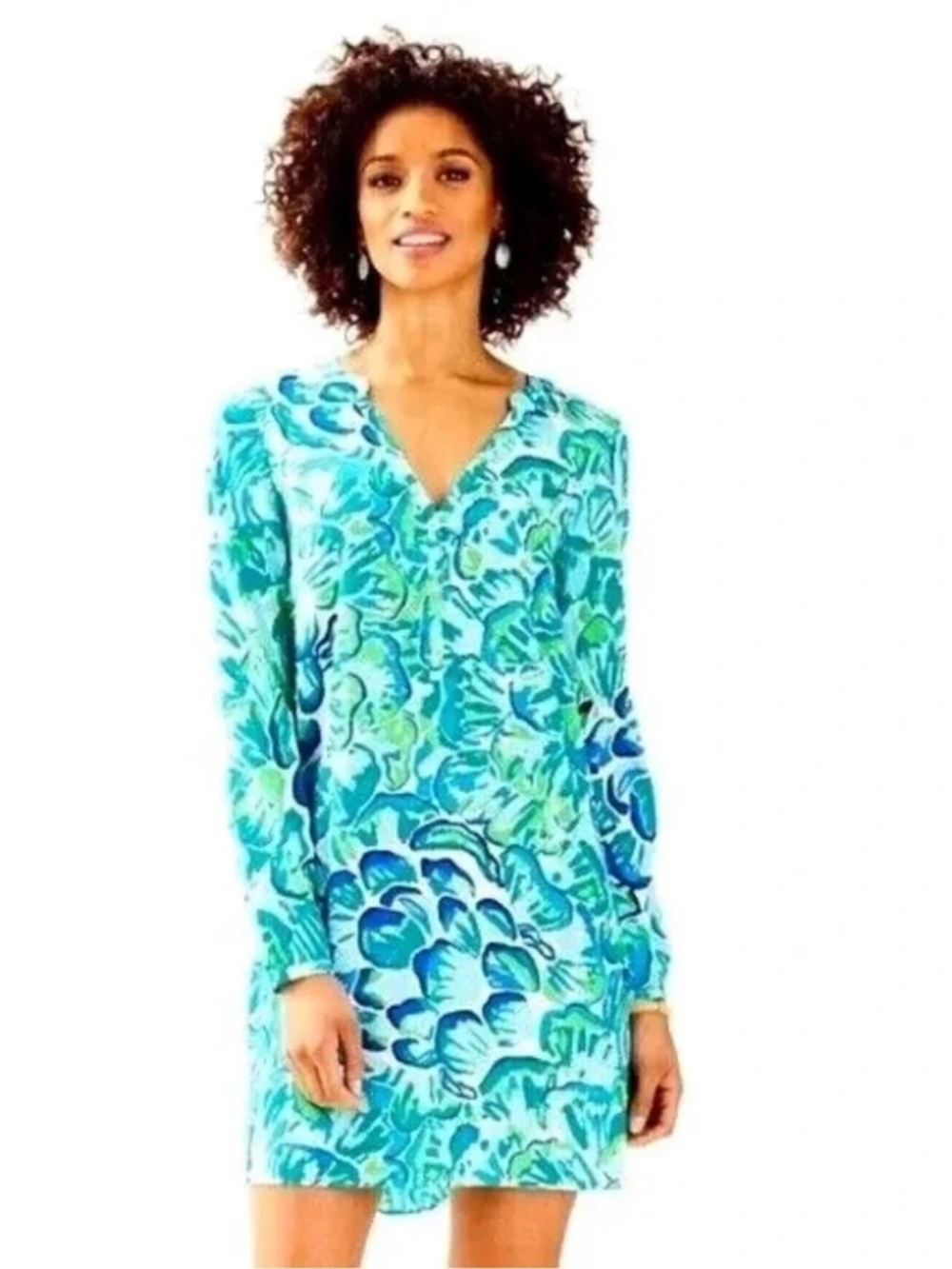 Lilly Pulitzer Delphine Stretch Silk Tunic Dress Agate Green Lazy River Floral M - Picture 13 of 13